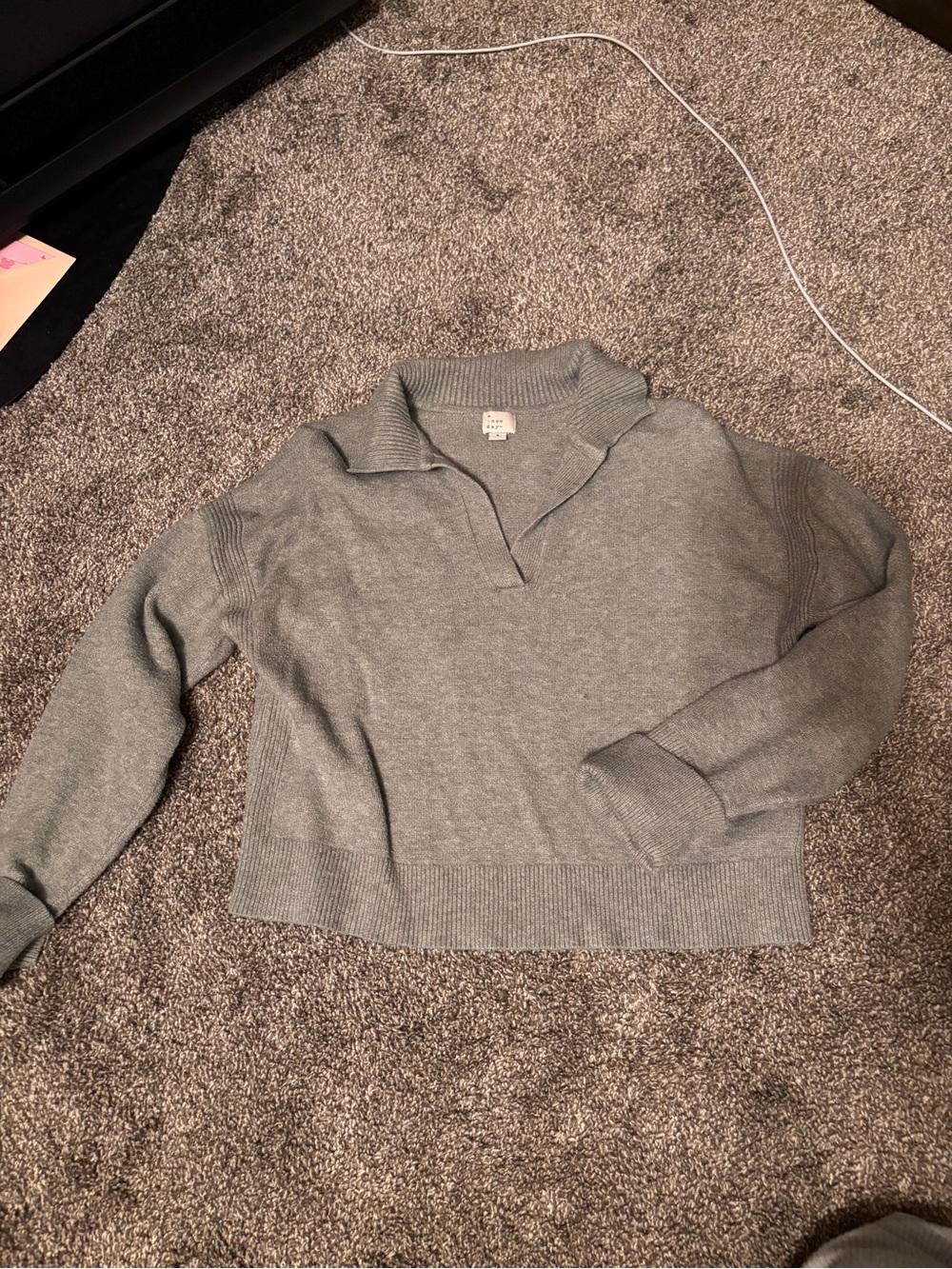 a new day Heather Gray Collared V-Neck Knit Sweater